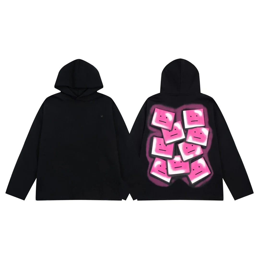 Acne Studios Face Black Pink Square Print Hoodie