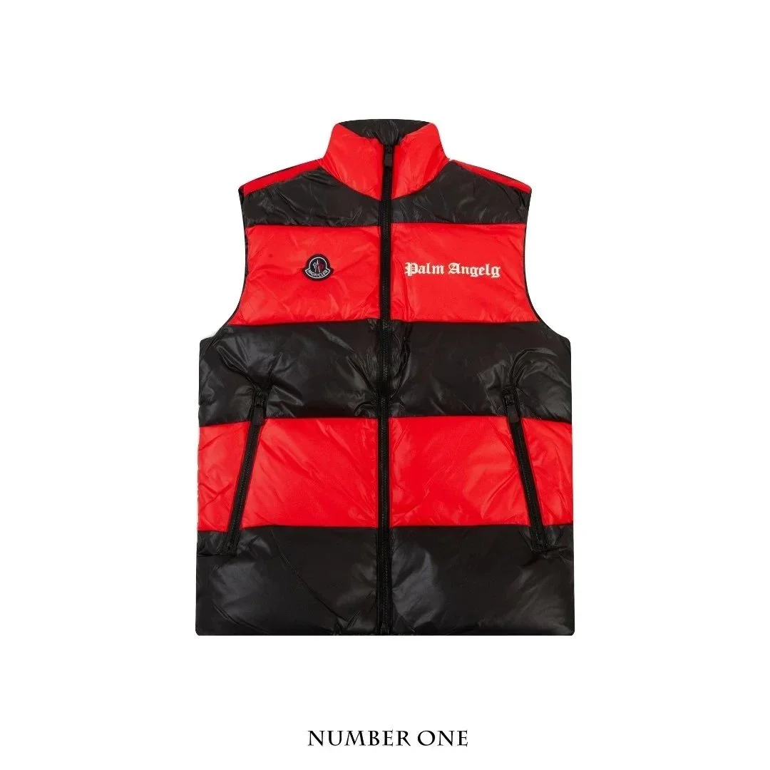 Palm Angels Red/Black Striped Puffer Vest