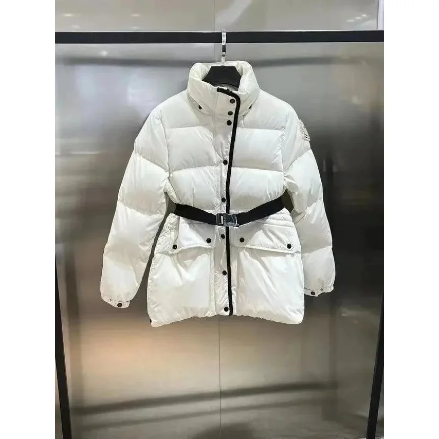 Moncler Maya White Belted Puffer Jacket