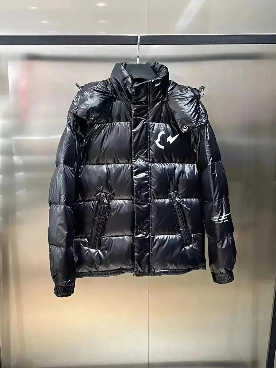 Black Puffer Jacket with Lightning Logo Parka