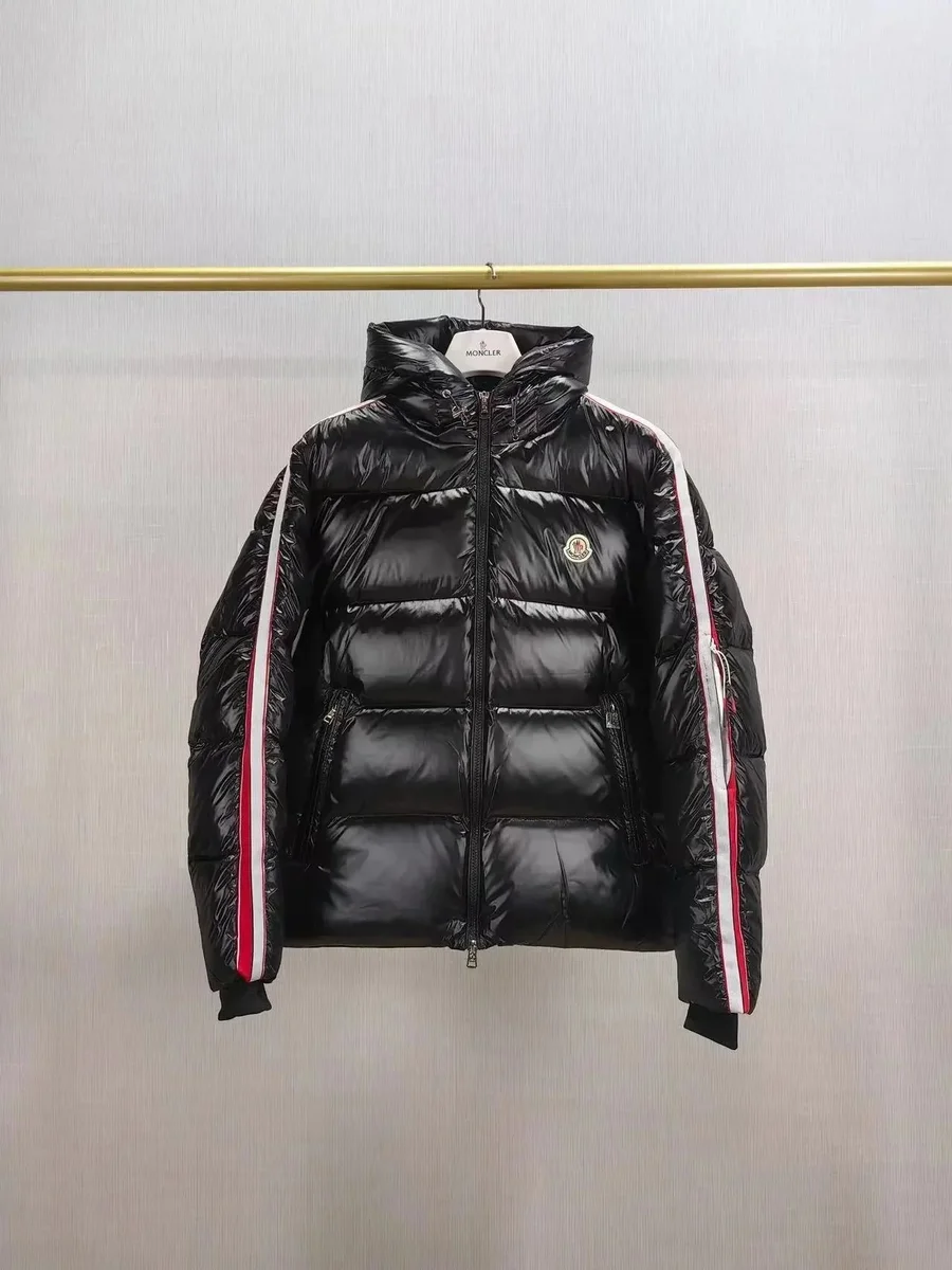 Moncler Black Red & White Striped Parka