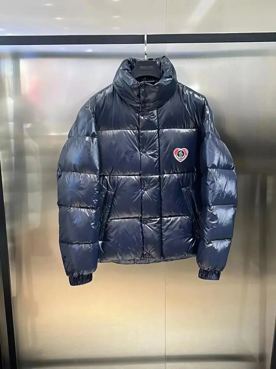 Moncler Maya Heart Patch Puffer Jacket Navy