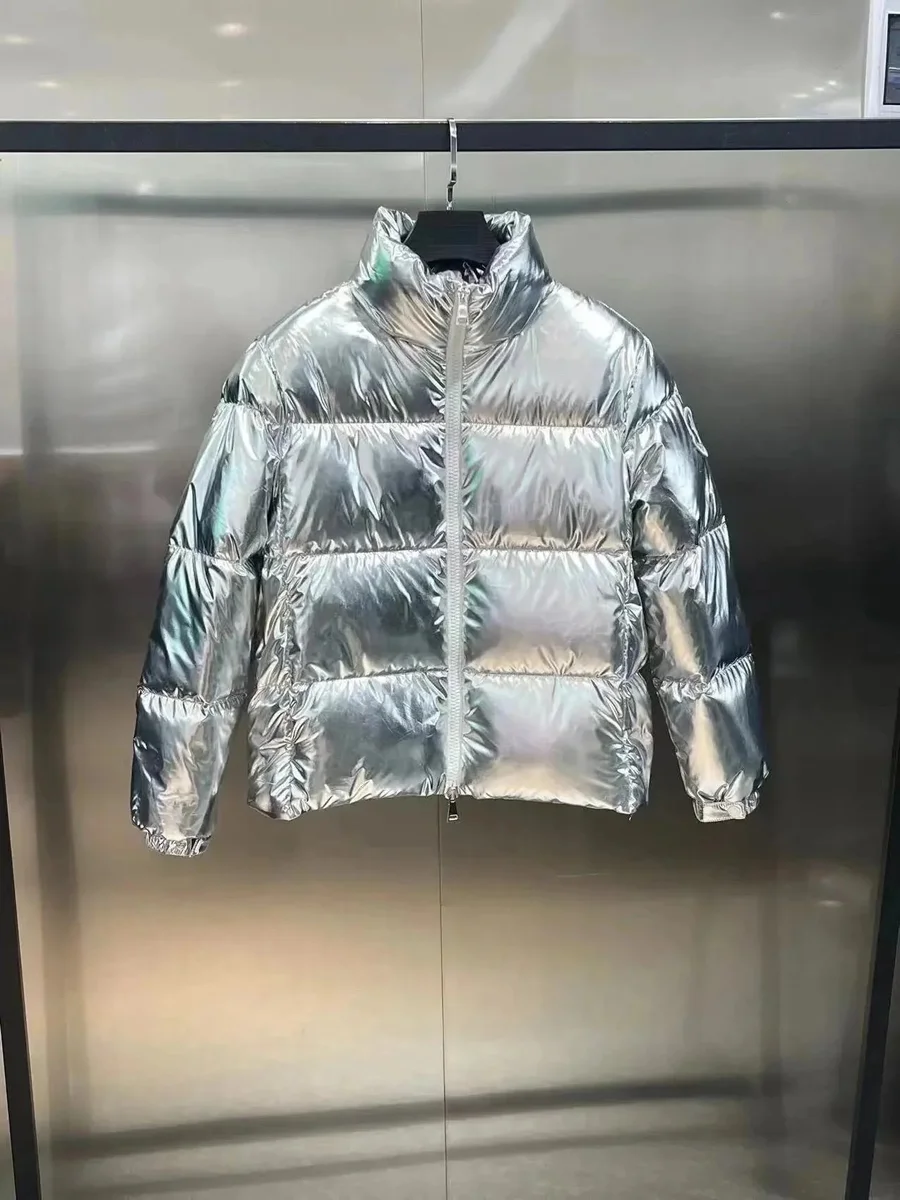 Silver Reflective Puffer Jacket Winter Coat