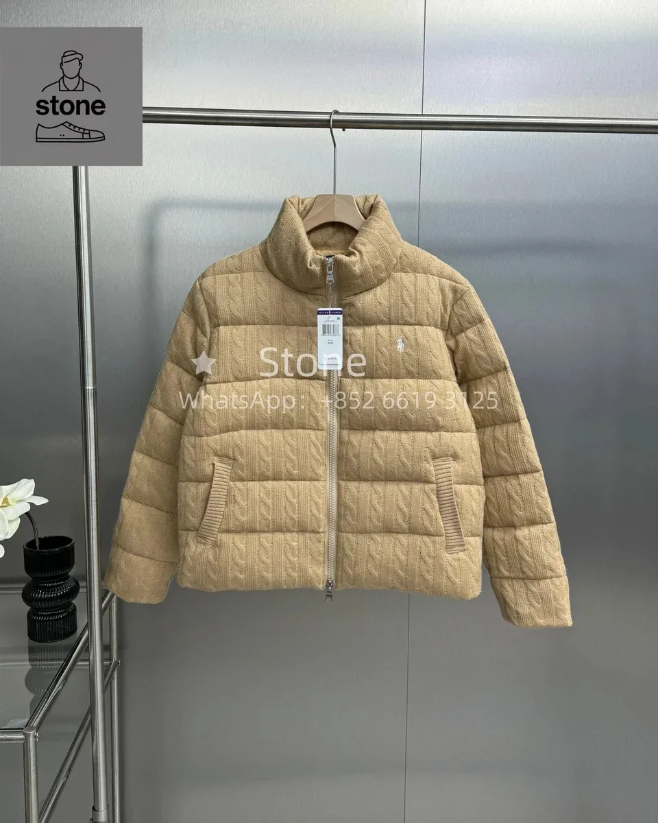 Polo Ralph Lauren Cable Knit Puffer Jacket Beige