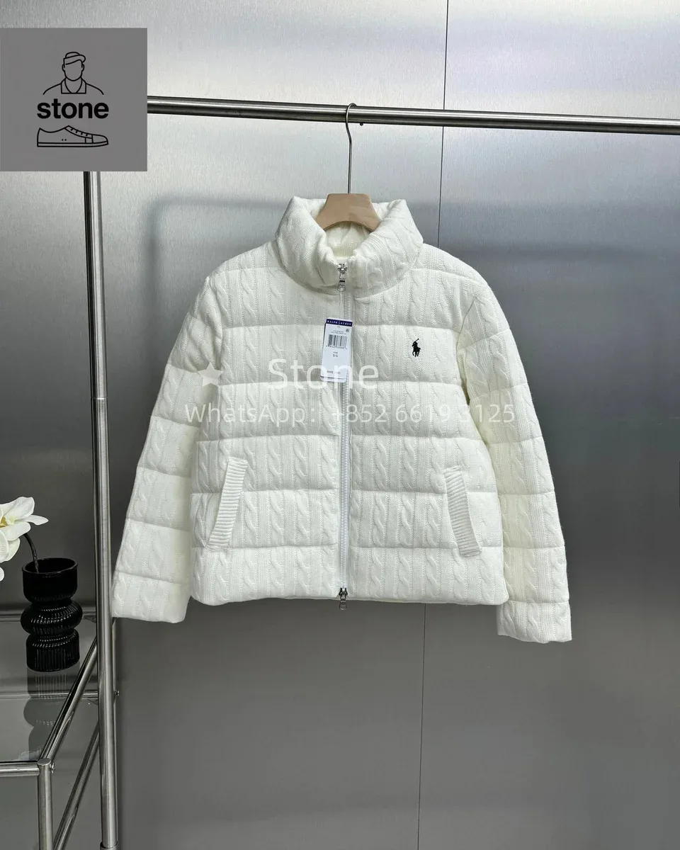 Polo Ralph Lauren Cable Knit Puffer Jacket Cream