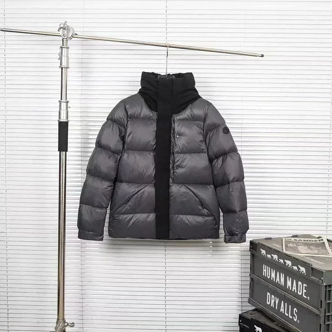 Unisex Dark Grey Puffer Jacket with Black Scarf