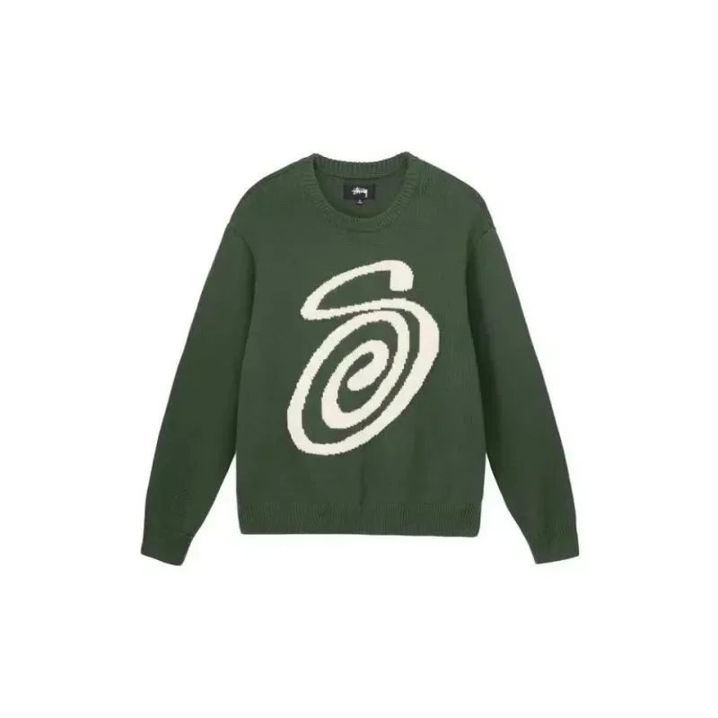 Stussy Spiral Knit Sweater Green/White