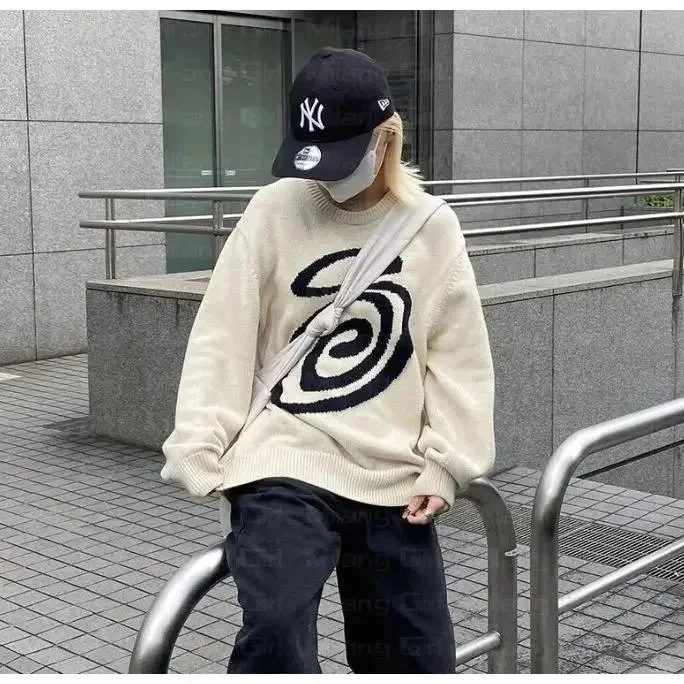 Stussy Stüssy Sweater Cream with Black Spiral Logo