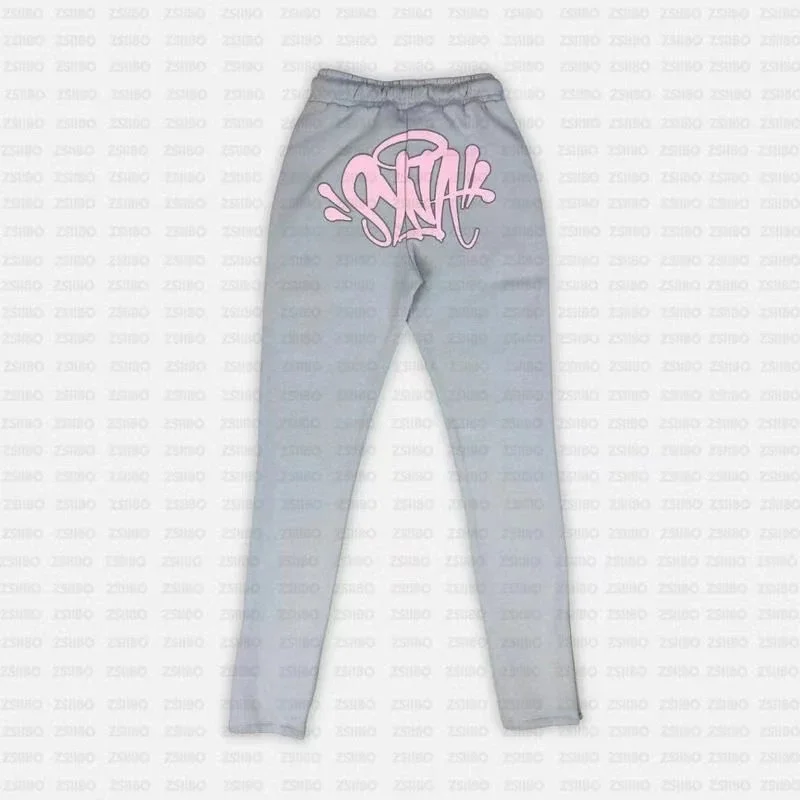 Gray Pink Graffiti Print Sweatpants