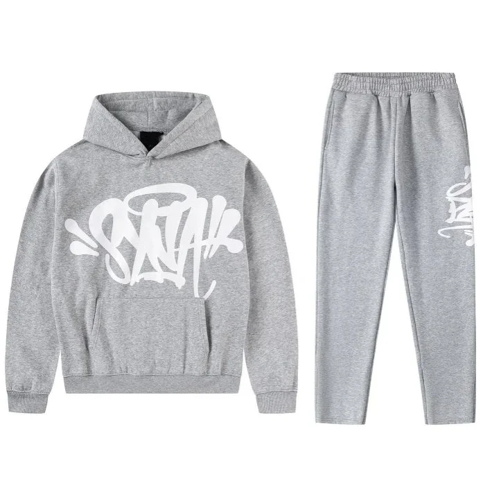 Gray Graffiti Print Tracksuit Set