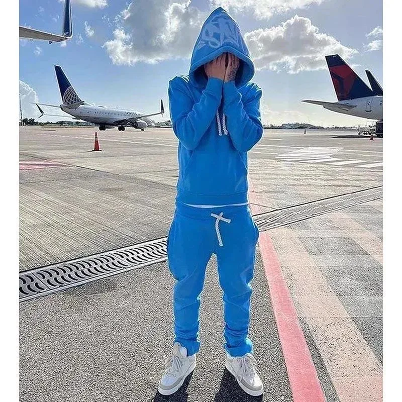 Blue Tracksuit Set with Hoodie and Pants