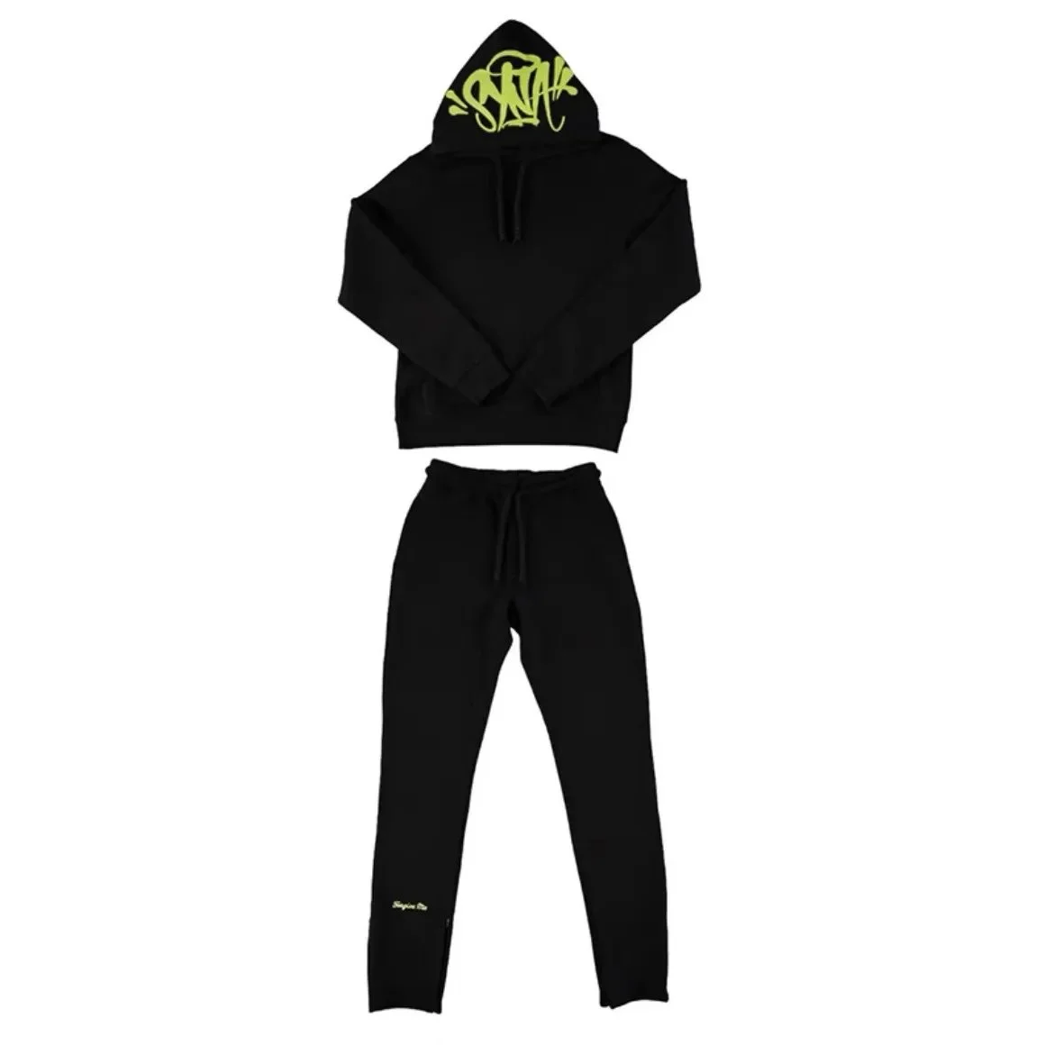 Black '17' Tracksuit Set with Neon Green Graffiti Logo