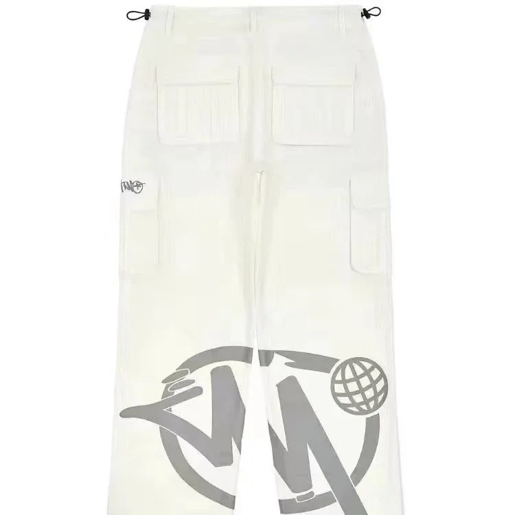 White Multi-Pocket Cargo Pants Streetwear