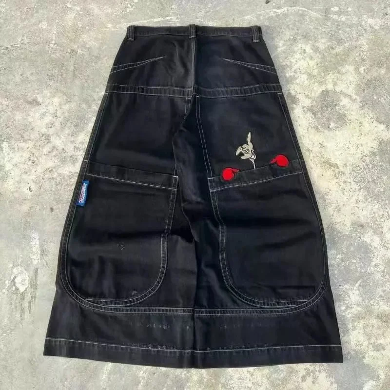 Black Embroidered Denim Skirt