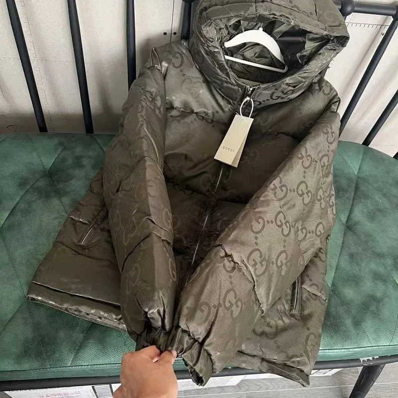 Gucci GG Monogram Olive Puffer Jacket