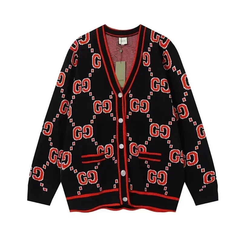 Gucci GG Supreme Cardigan Black/Red Knit