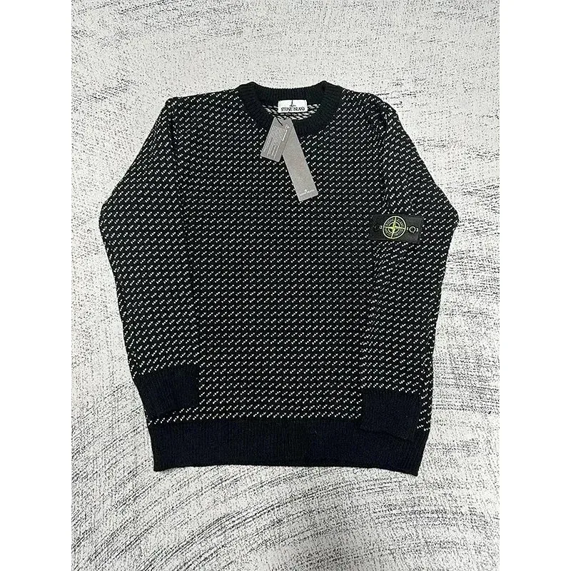 Stone Island 68-15 Black & White Patterned Sweater