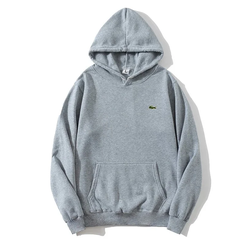 Lacoste Grey Crocodile Embroidered Hoodie