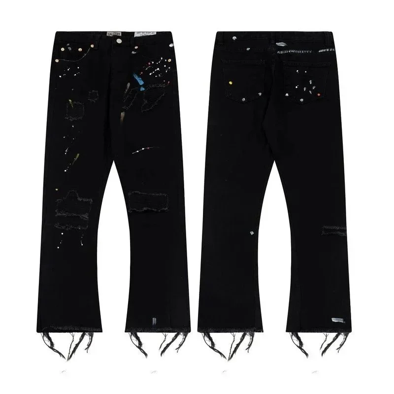 Black Paint Splatter Distressed Jeans