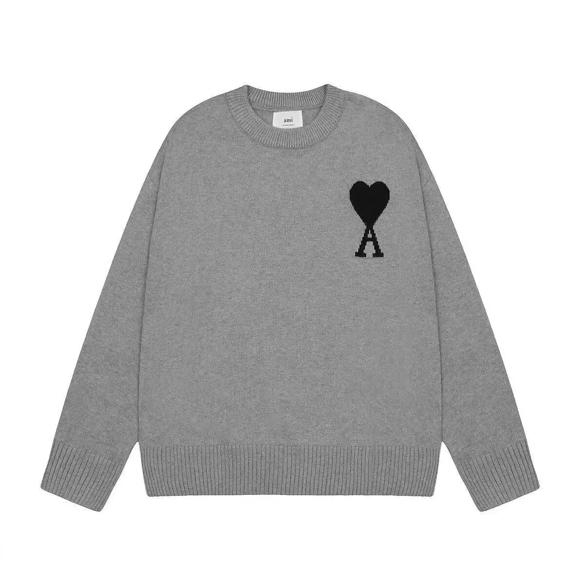 AMI Grey Heart Logo Sweater