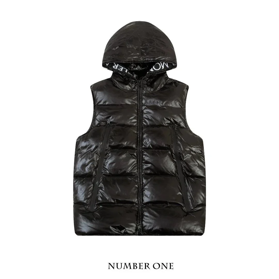 Moncler Black Shiny Hooded Puffer Vest