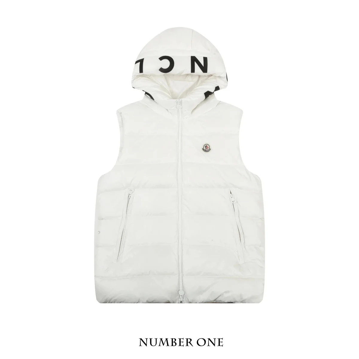Moncler White Hooded Puffer Vest