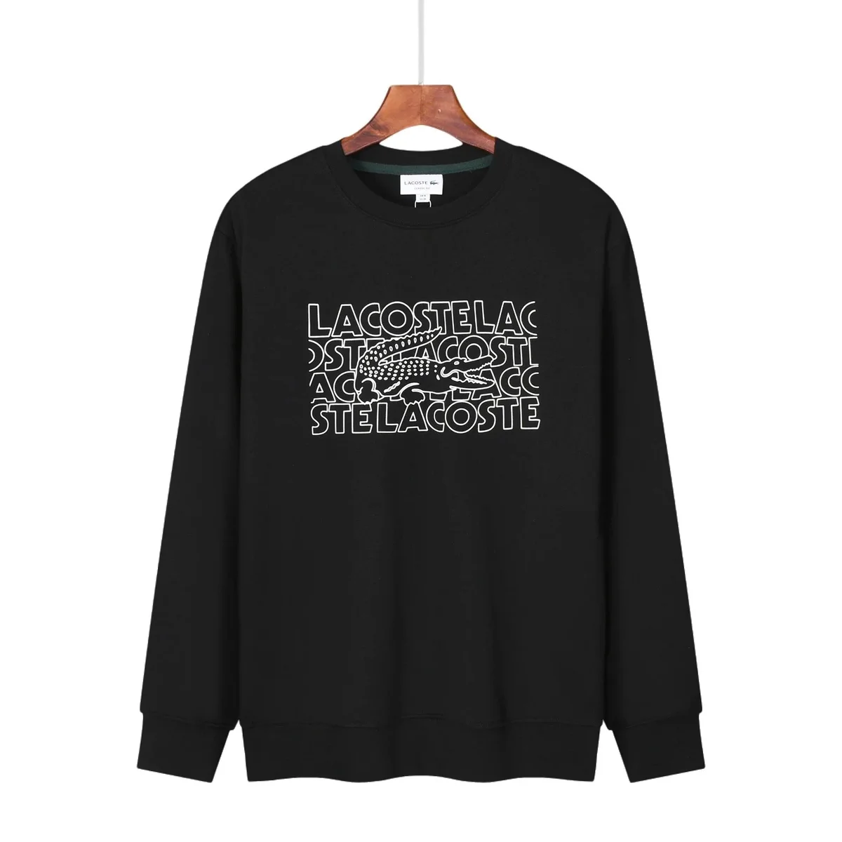 Lacoste Black Crocodile Print Crewneck Sweatshirt