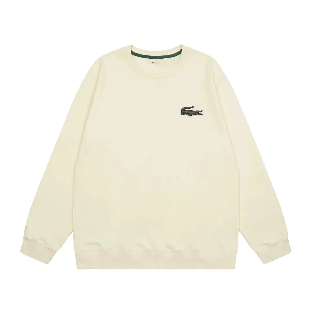 Lacoste Crocodile Embroidered Crewneck Sweatshirt Cream