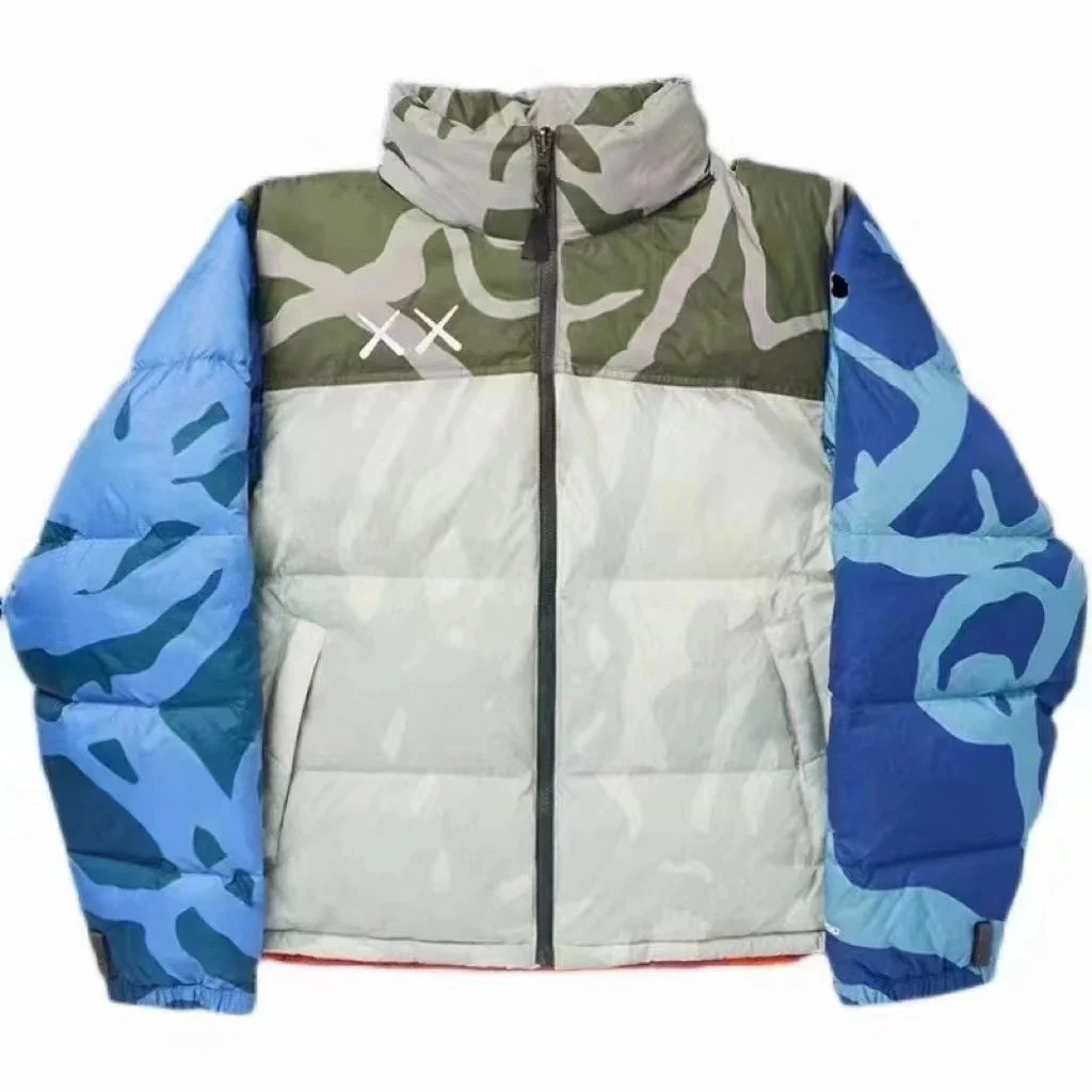 Unisex Camo Print Puffer Jacket in芝麻街灰色