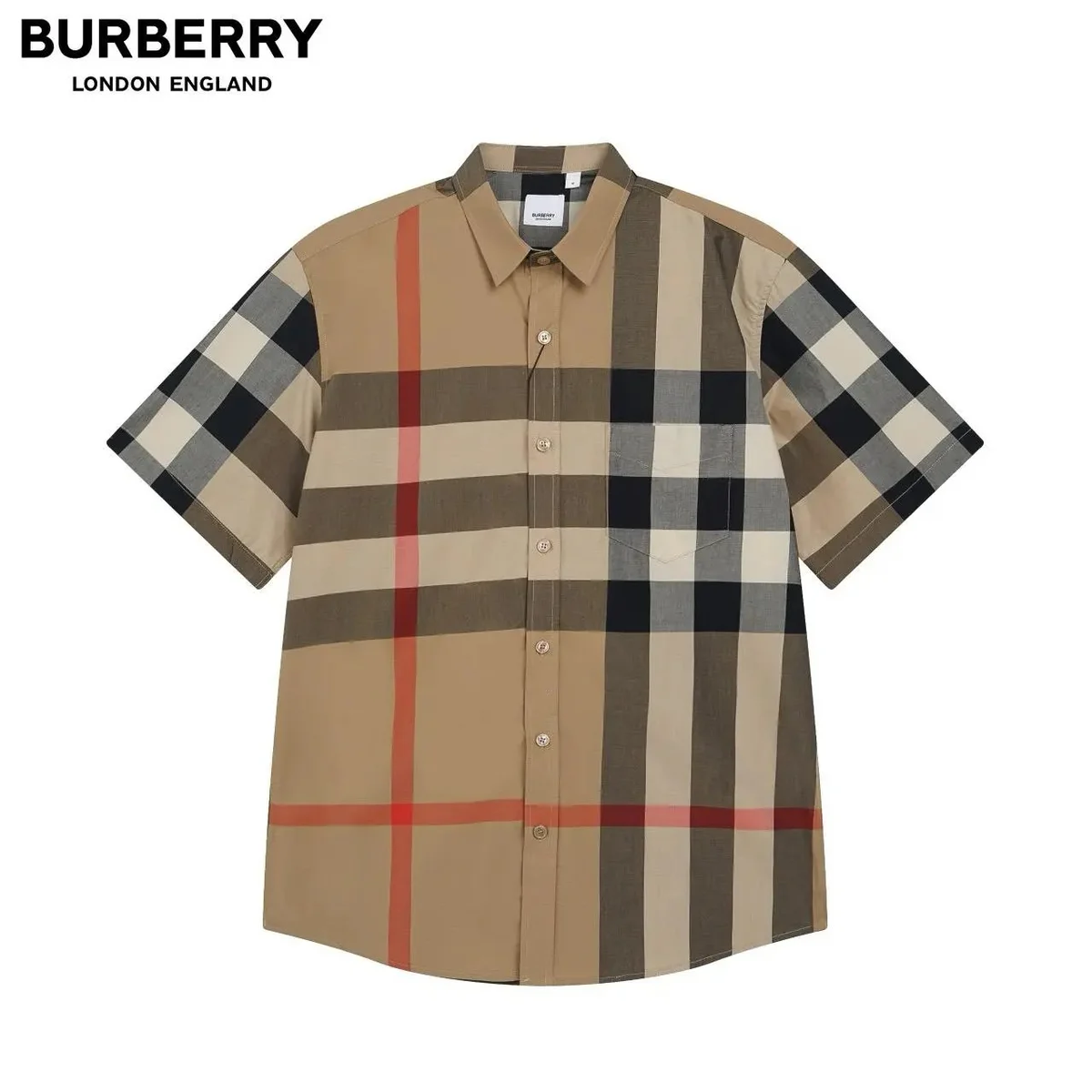Burberry TB Monogram Plaid Short Sleeve Shirt