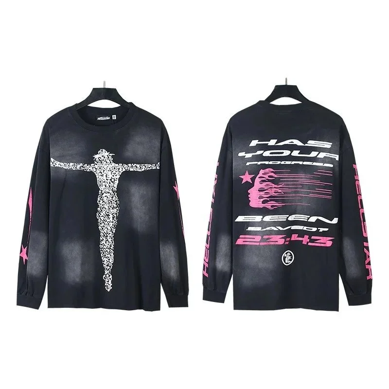 Hellstar Has Your Progress Been Saved? Long Sleeve T-Shirt Black/Pink