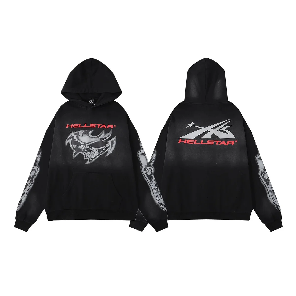 Hellstar Black Skull Print Oversized Hoodie