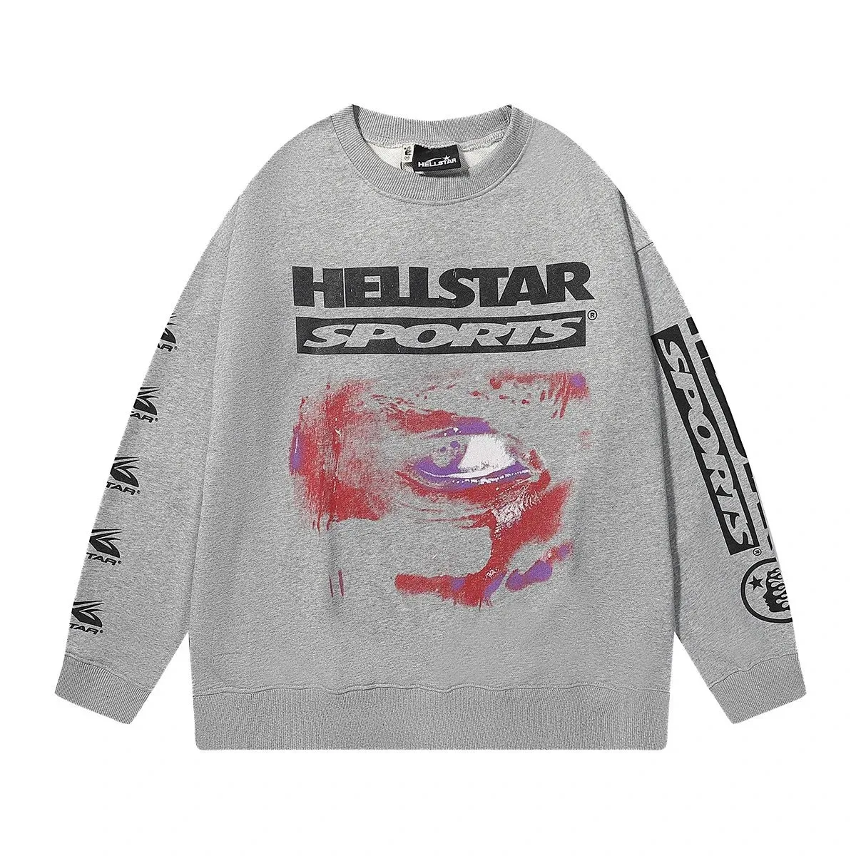 Hellstar Sports Grey Eye Print Crewneck Sweatshirt