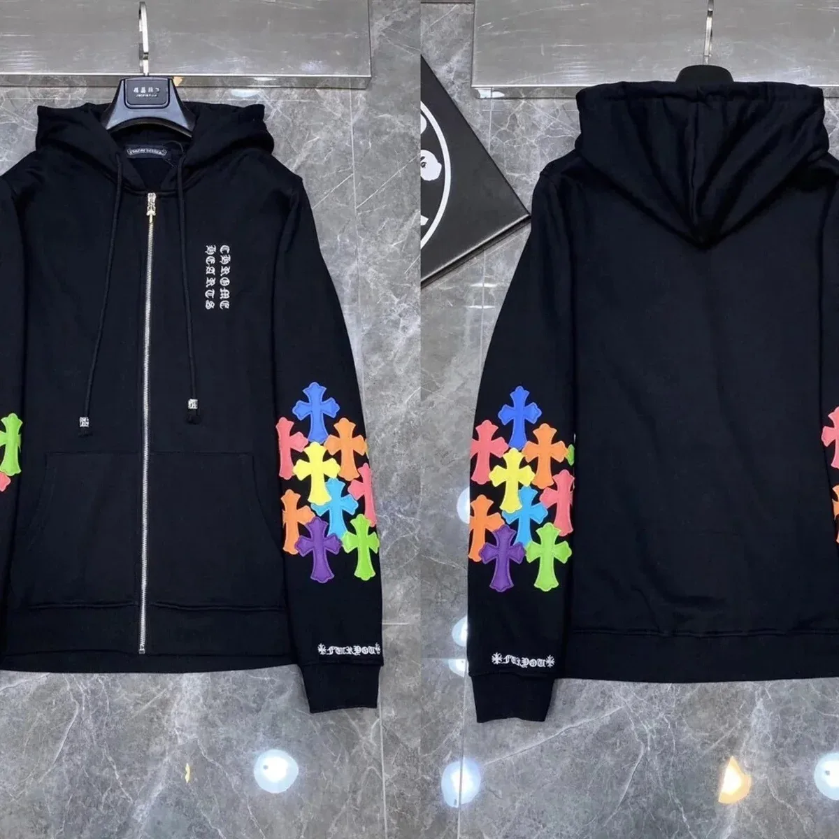 Chrome Hearts Cross Embroidered Black Hoodie