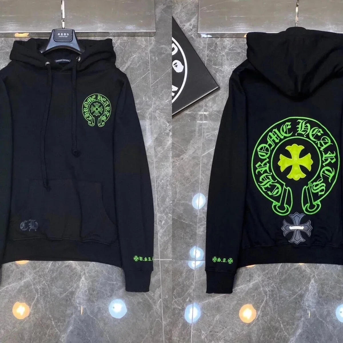 Chrome Hearts Green Cross Black Hoodie