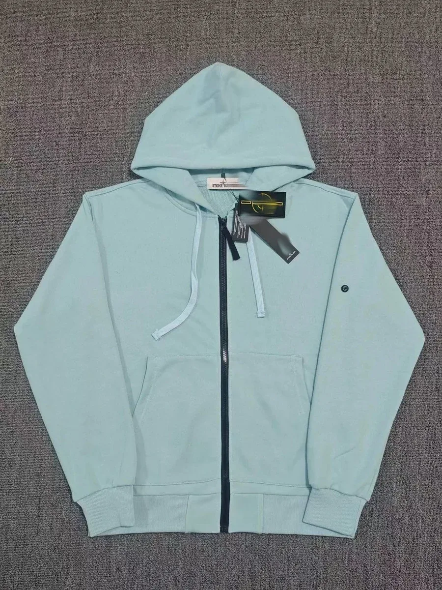 Stone Island 68-15 Light Blue Zip-Up Hoodie