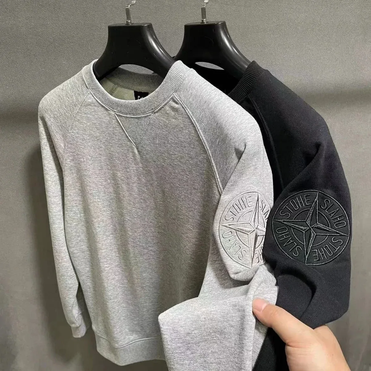 Stone Island 68-15 Grey Logo Crewneck Sweatshirt