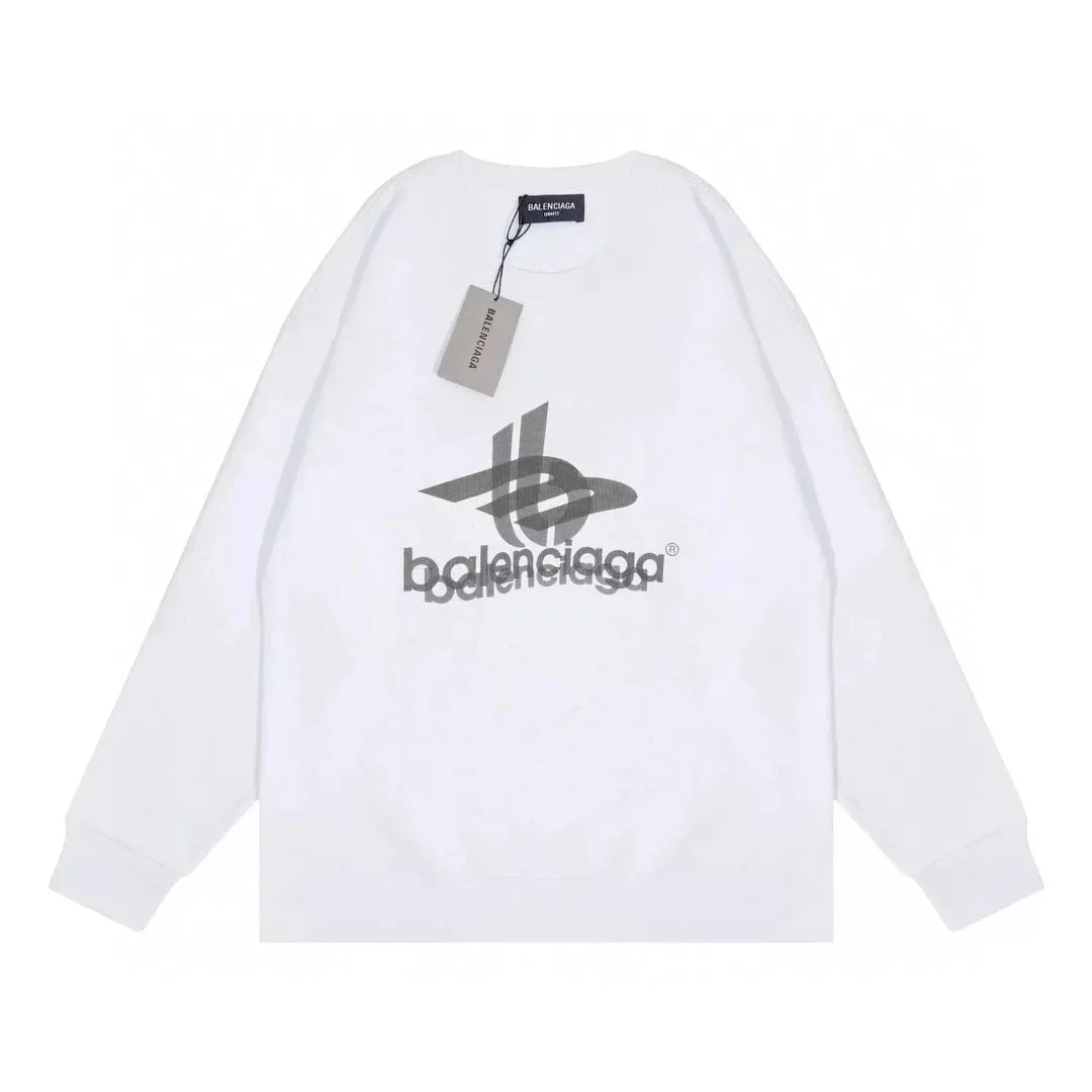 Balenciaga White Logo Print Long Sleeve T-Shirt