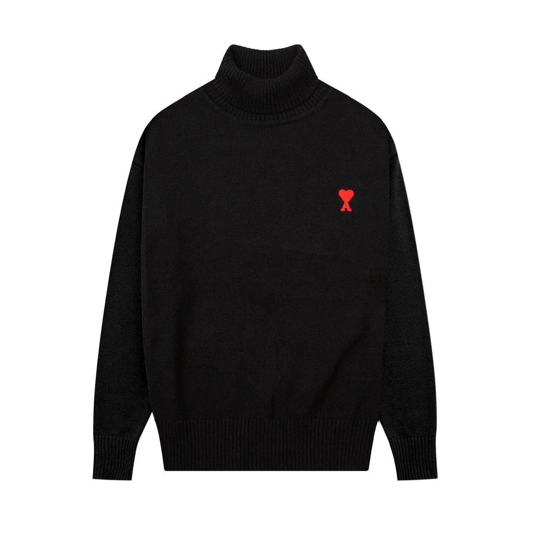 Ami Ami-31-02 Black Red Logo Turtleneck Sweater
