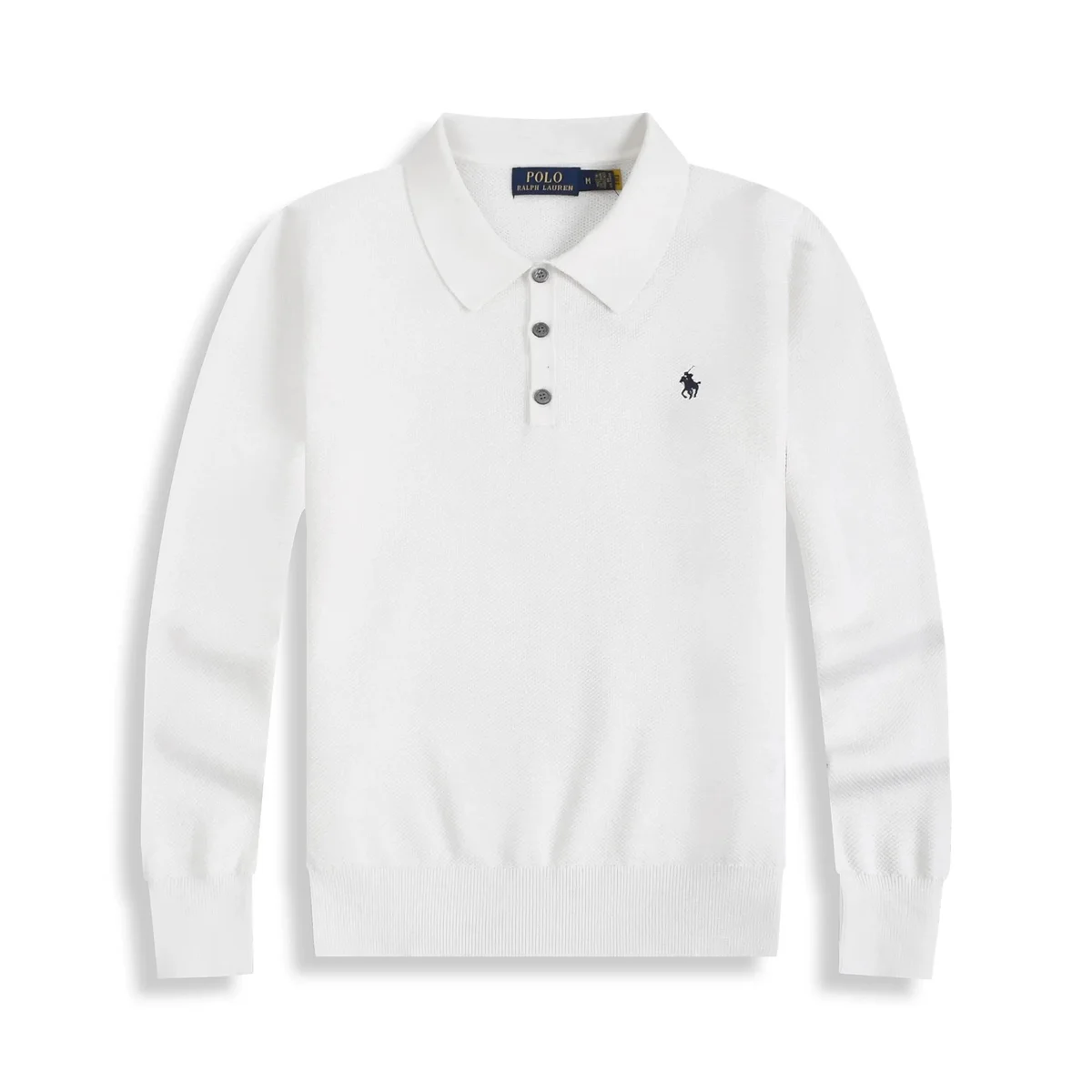 Polo Ralph Lauren Classic Logo Polo领白色长袖针织衫