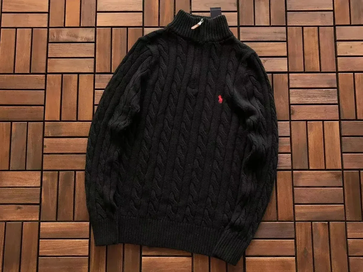 Polo Ralph Lauren Cable Knit Half-Zip Sweater Black