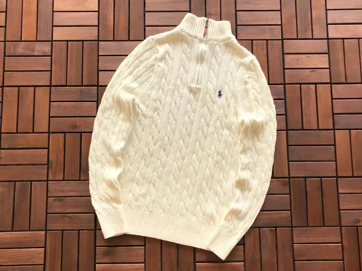 Ralph Lauren Cable Knit Half-Zip Sweater Cream