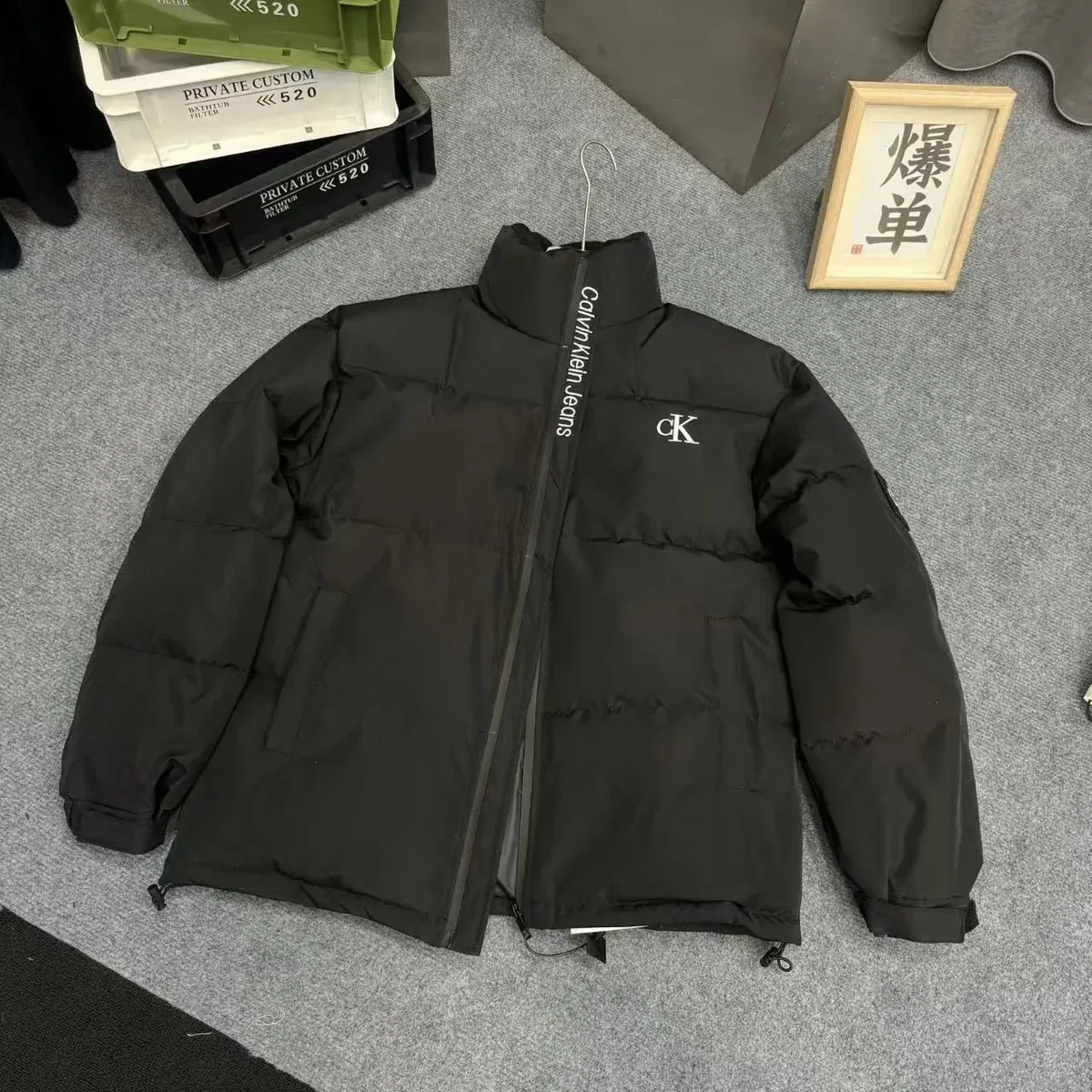 Calvin Klein Black CK Logo Parka Winter Jacket