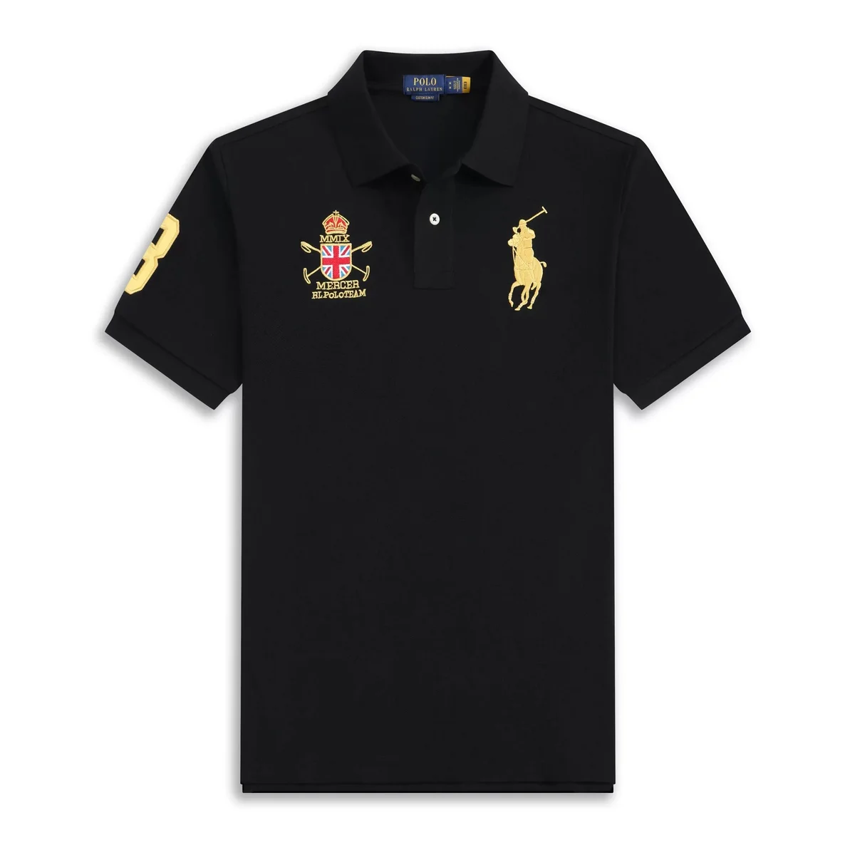 Ralph Lauren Polo Bear Black Gold Embroidered Polo Shirt
