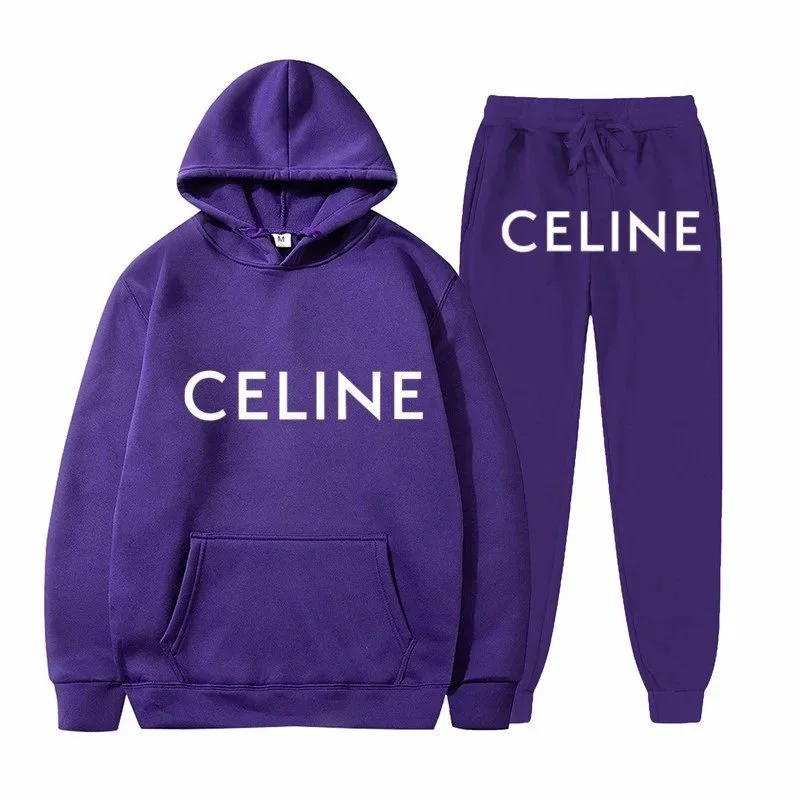 Celine Purple Logo Tracksuit Set