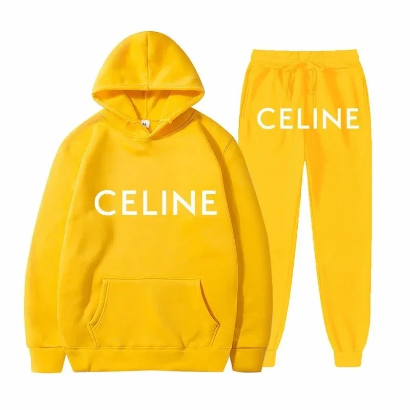 Celine Yellow Logo Tracksuit Set