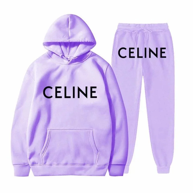 Celine Purple Logo Tracksuit Set