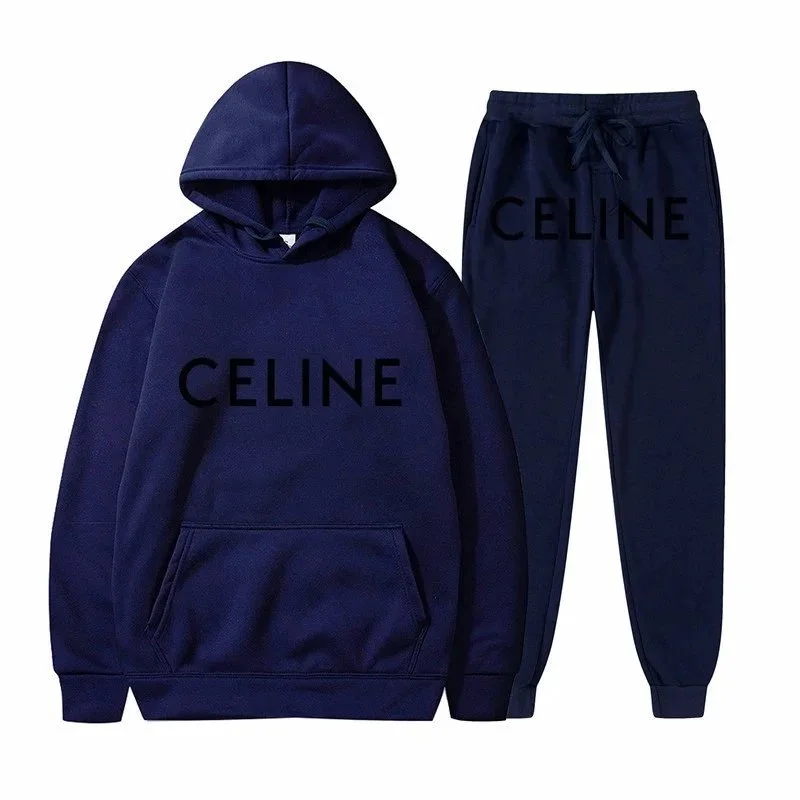 Celine Navy Solid Hoodie & Pants Set