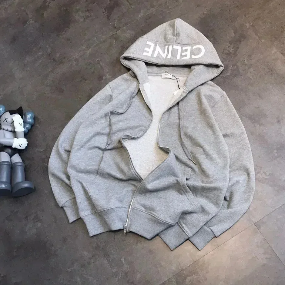 Celine Grey Zip-Up Hoodie