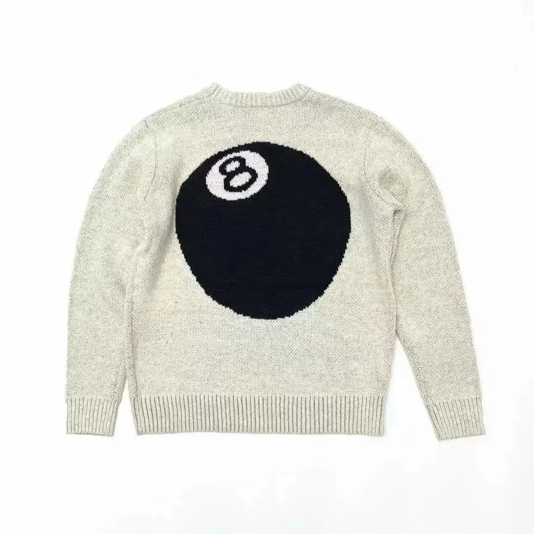 Unisex Off-White Knit Sweater with 8-Ball Graphic